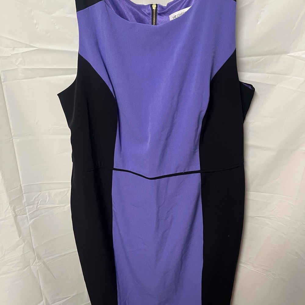 Liz Claiborne Purple and Black Midi Dress